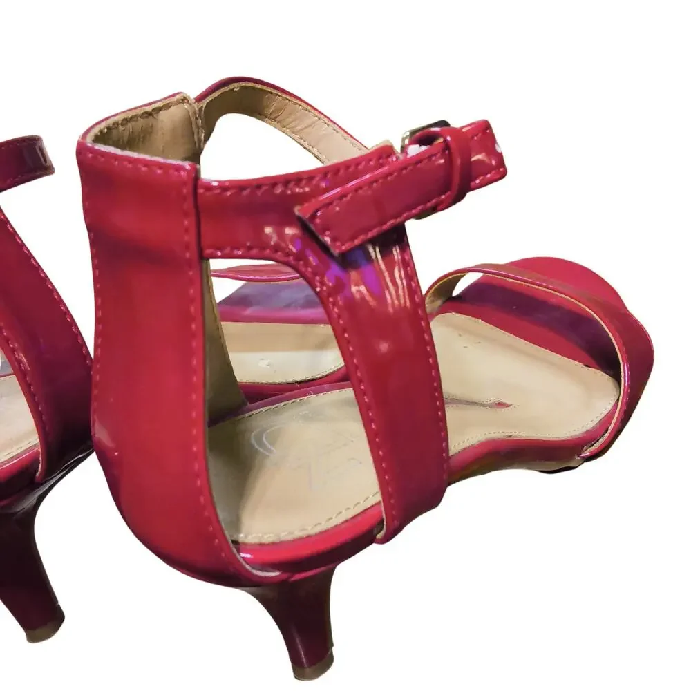 New Directions Women's Size 8 Red High Heel Pumps With Ankle Straps